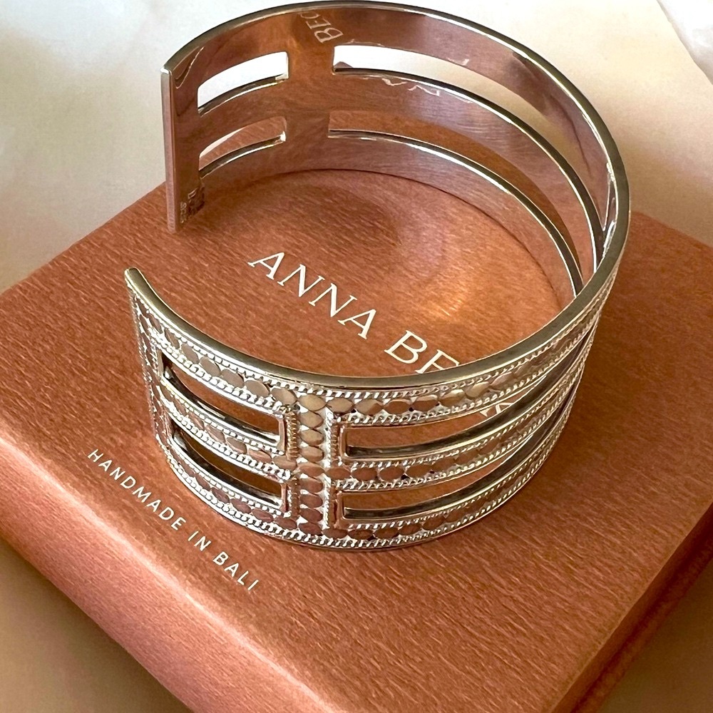 ANNA BECK Triple Bar Silver Cuff Bracelet - NIB - Picture 10 of 10